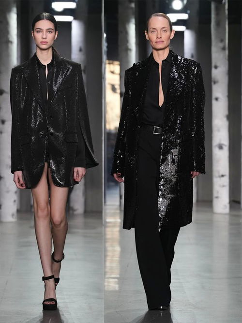 michael kors collection 2023秋冬系列,光澤露腰,流蘇開(kāi)叉